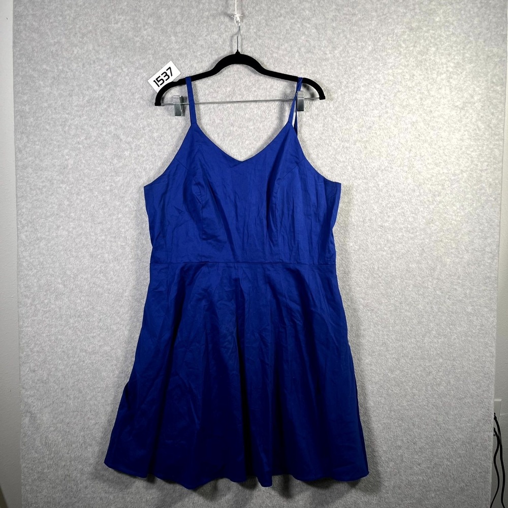 GOOBGS Fit & Flare Mini Dress Womens 3XL‎ Royal Blue Stretch Back Zip Smocked